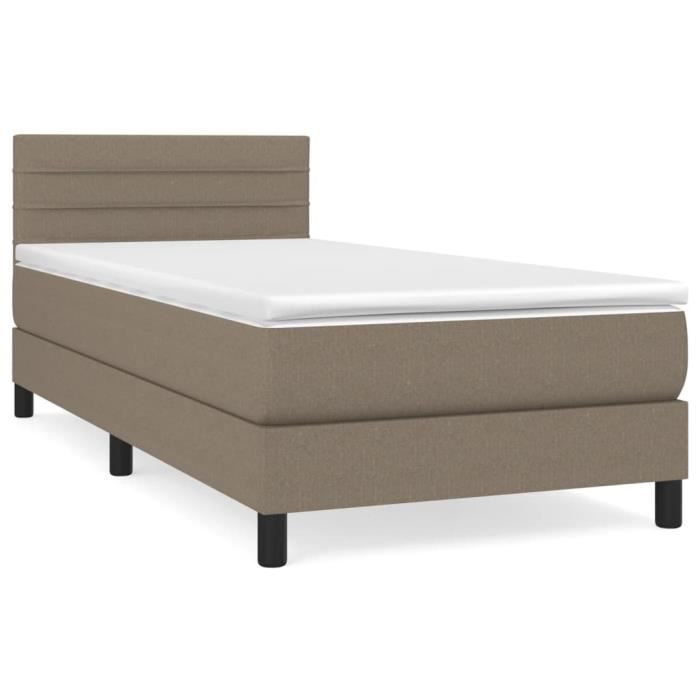 3140093 vidaXL Lit à sommier tapissier avec matelas Taupe 80x200 cm Tissu