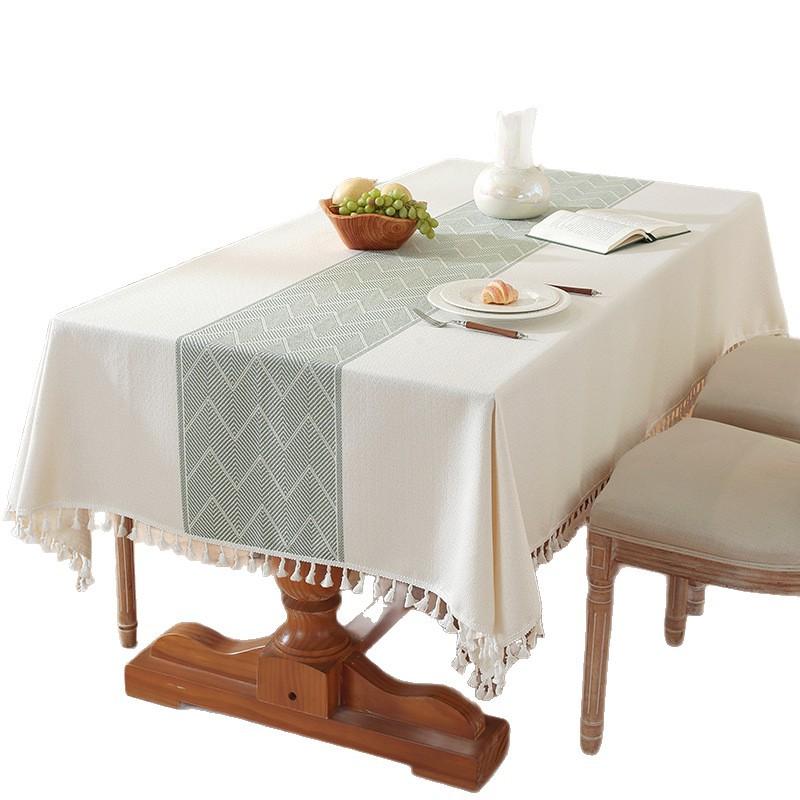 Nordischer Bestseller Imitation Baumwolle und Leinen Tischdecke Weihnachten Jacquard Retro Blume Fransen Tischdecke Couchtisch Tischdecke Abdeckung Handtuch Tuch