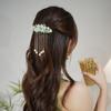 New Chinese imitation jade flower fringed hairpin antique elegant pearl half tie spring clip headdress hanfu cheongsam accessories