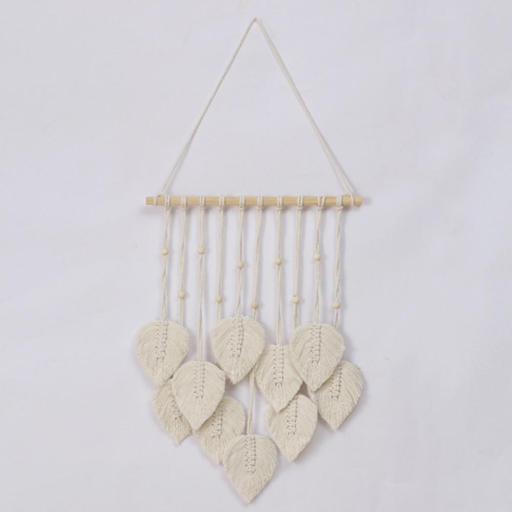 Craft Cotton Boho Wall Decor Handmade Yarn Woven Wall Art Leaf Tapestry Aesthetic Macrame Wall Hanging Pendant Gift