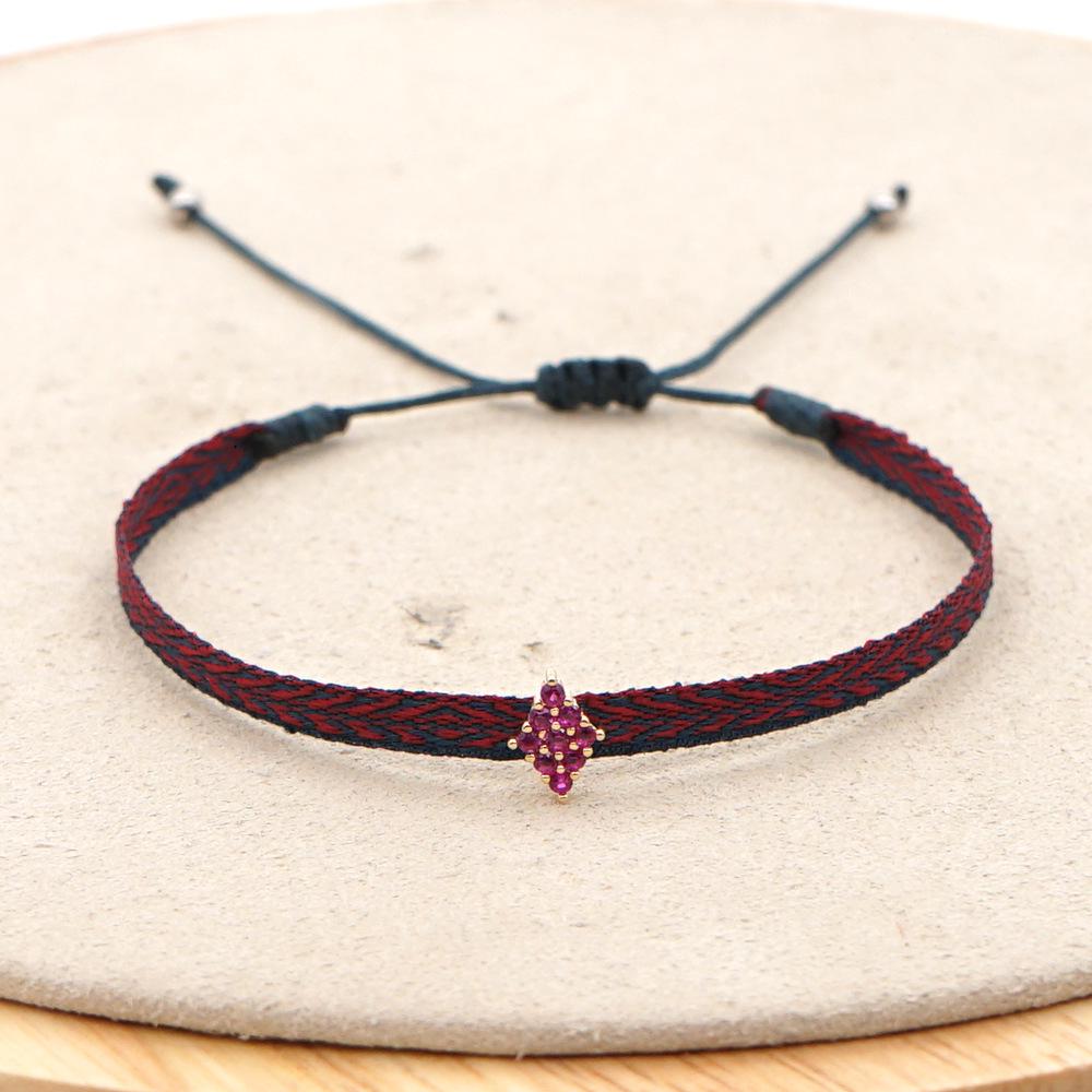 Retro Pattern Bohemian Spanish Court Hand-Woven Bracelet with Micro-Inlay