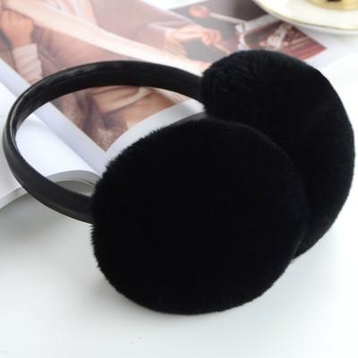 Cutomization Winter Outdoor Thick Warmer Fancy Earmuff Real Rex Rabbit Fur Earmuff Luxury Fur Funny Ear Muff чёрный