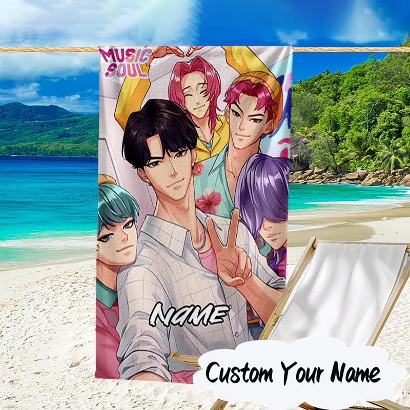 Custom Name KPop Fantasy Night Microfiber Beach Towel Super Soft & Absorbent for Bath, Beach, Travel  Bath Time Accessory, Fan Gifts