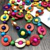 Retro Ethnic Beaded Wood Necklace - In Stock