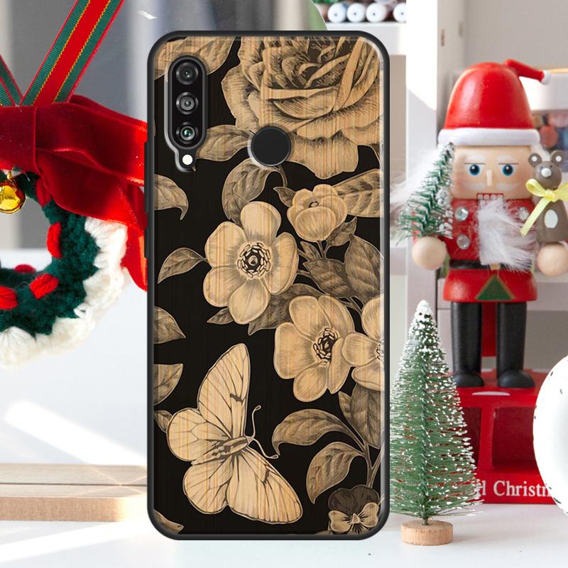 Tree Flower Bamboo Wood For Huawei Nova 9 10 SE 11 Pro Y60 Y70 Y90 Y61 Y91 Y72 Y73 12i 11i 8i P20 P30 P40 Lite Case
