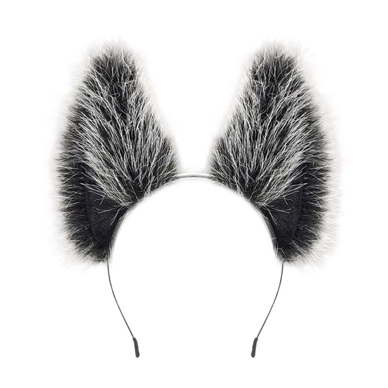 

Faux Furs Foxes Wolf Ears Headband Furry Handmade Animal Ears Hairband Headwear Halloween Costume Cosplay Accessories