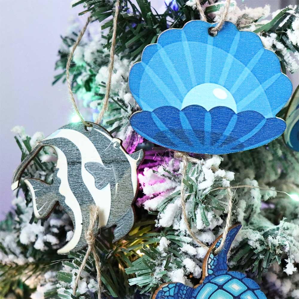 24pcs Starfish Seashell Ocean Themed Pendant Wooden Sea Life Decor  Home Decor