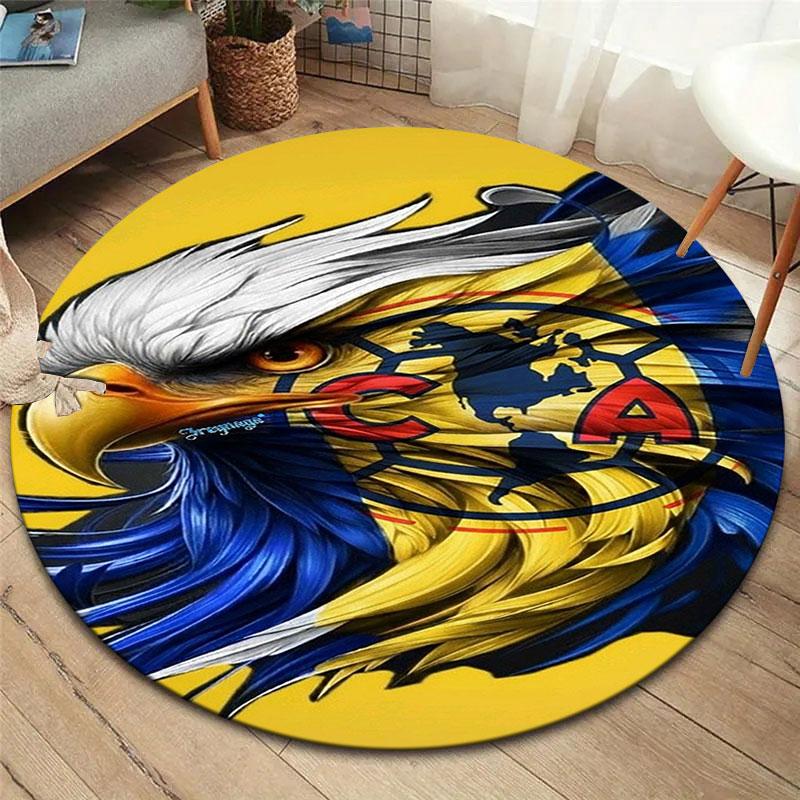 Club de Futbol América Round Area Rug,Carpet Rug for Living Room Bedroom Sofa Playroom Decor,Non-slip Floor Mat