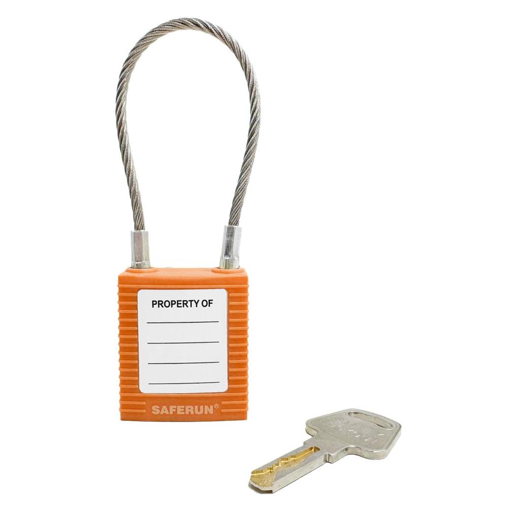 Cable Padlock for Lockout Orange; Body: High-performance plastic, Nylon; Hanging: Stainless steel, Comes with