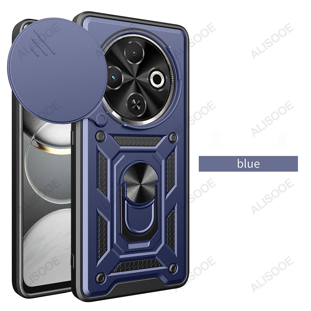 Armor Funda for Tecno Spark 30C 4G (KL5, Kl5n) Case Slide Camera Lens Protect Ring Stand Back Cover for Tecno Spark 30C Capa