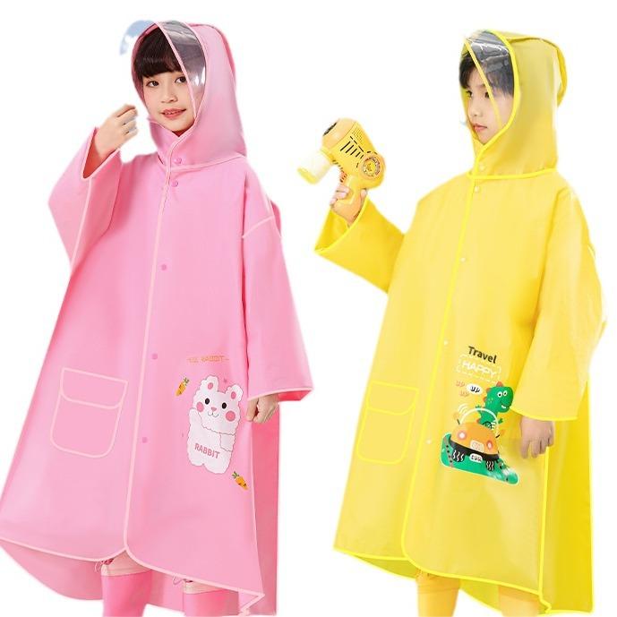 Tecknad regnkappa och ryggsäck för barn - Vattentät, snabbtorkande, för pojkar och flickor, idealisk för förskole- och grundskoleelever
