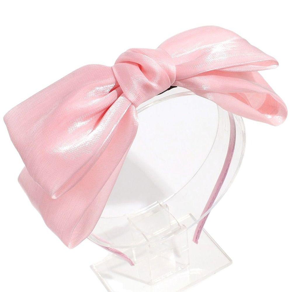 1Pcs Durable Bright Silk Women Headband Elegant Bowknot Fairy Hair Hoop Mesh Cute Bow Hairband Girls