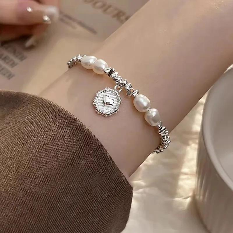 925 Silver Bracelets Heart Shaped Partial Pearls Knots Bracelet for Women Fashion Charm Bracelet Original Party Jewelry