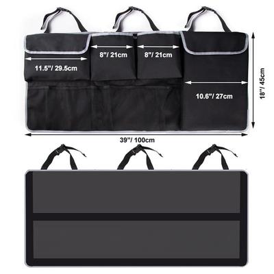 Car Trunk Organizer, Large Capacity Car Backseat Hanging Organizer with 4 Pockets & 2 Mesh Pouches,