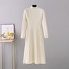 Women's Autumn Winter Plain Knitted Turtleneck Long Sleeve High Waist Sweater Dress