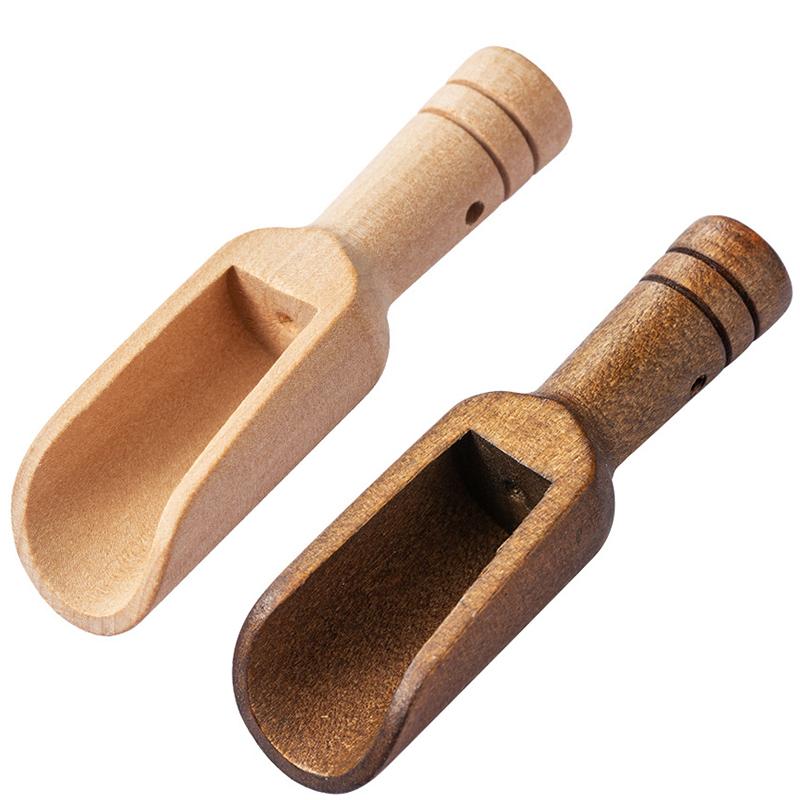 LMETJMA 2 Pezzi Mini Cucchiaini di Legno Paletta Piccola per Sali da Bagno Paletta in Legno di Faggio Naturale Piccoli Cucchiaini per Spezie Per Zuccheri Scrub Cereali JT557