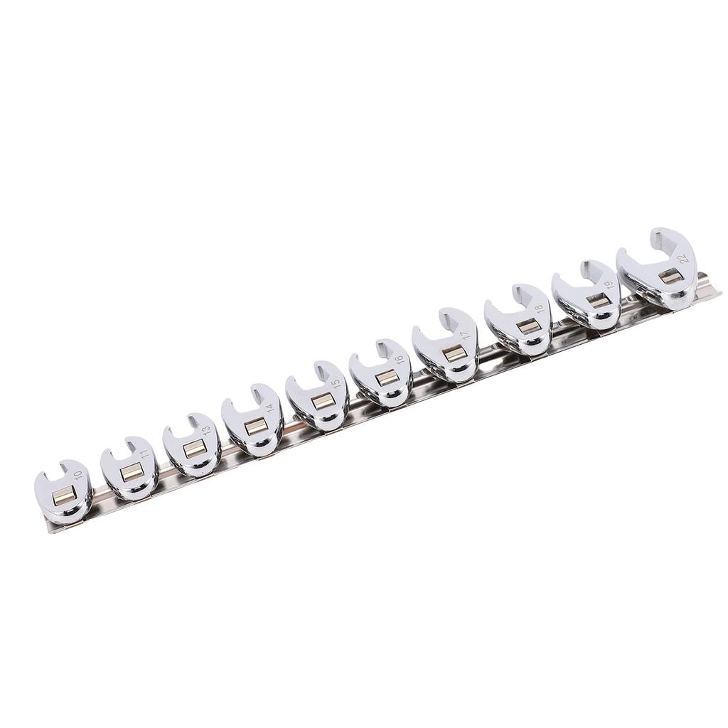 10 PCS 3 8 Inch Metric Crowsfoot Wrench Set Crows Foot Wrench Head Set with Clip On Organizer 10 11 13 14 15 16 17 18