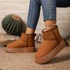 Fashion Soft Non Slip Thick Bottom Snow Boots Women 2025 Winter Classic Solid Suede Ankle Boots with Platform Warm Plush Shoes for Woman