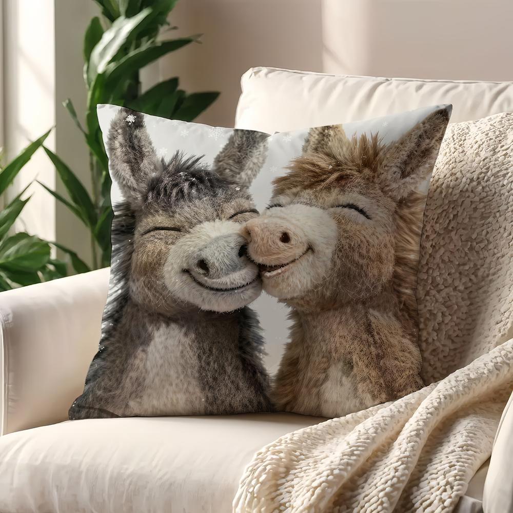 Peluche Kawaii Burro Linda funda de cojín Para Almohada Impresión Decoración de Sofá Hogar Coche Habitación Cafetería Oficina Simplicidad Nórdica