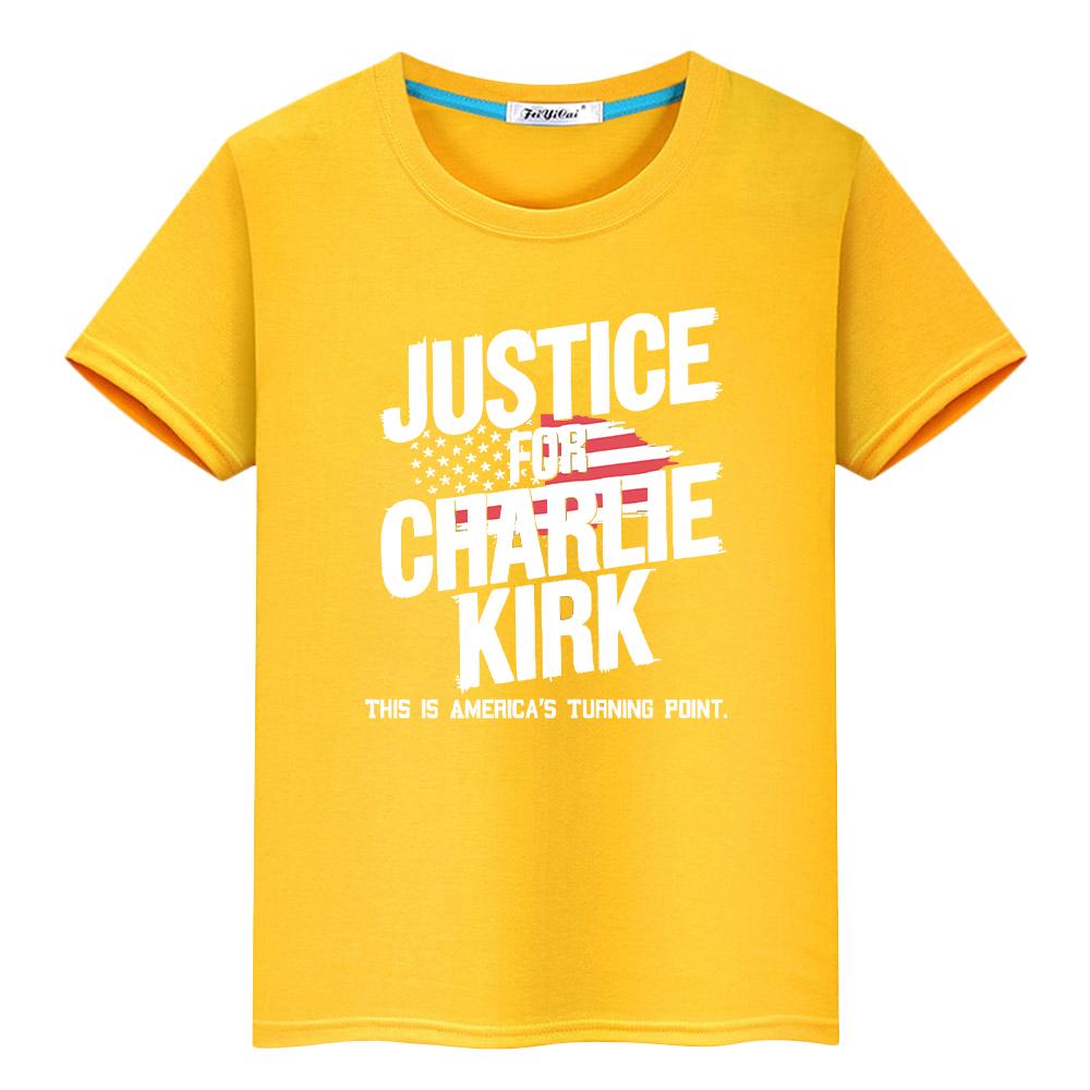Charlie Kirk FREEDOM print 100%Cotton Tops Anime Short t shirt for kids boy 10year Halloween cartoon Tees y2k kids clothes girls