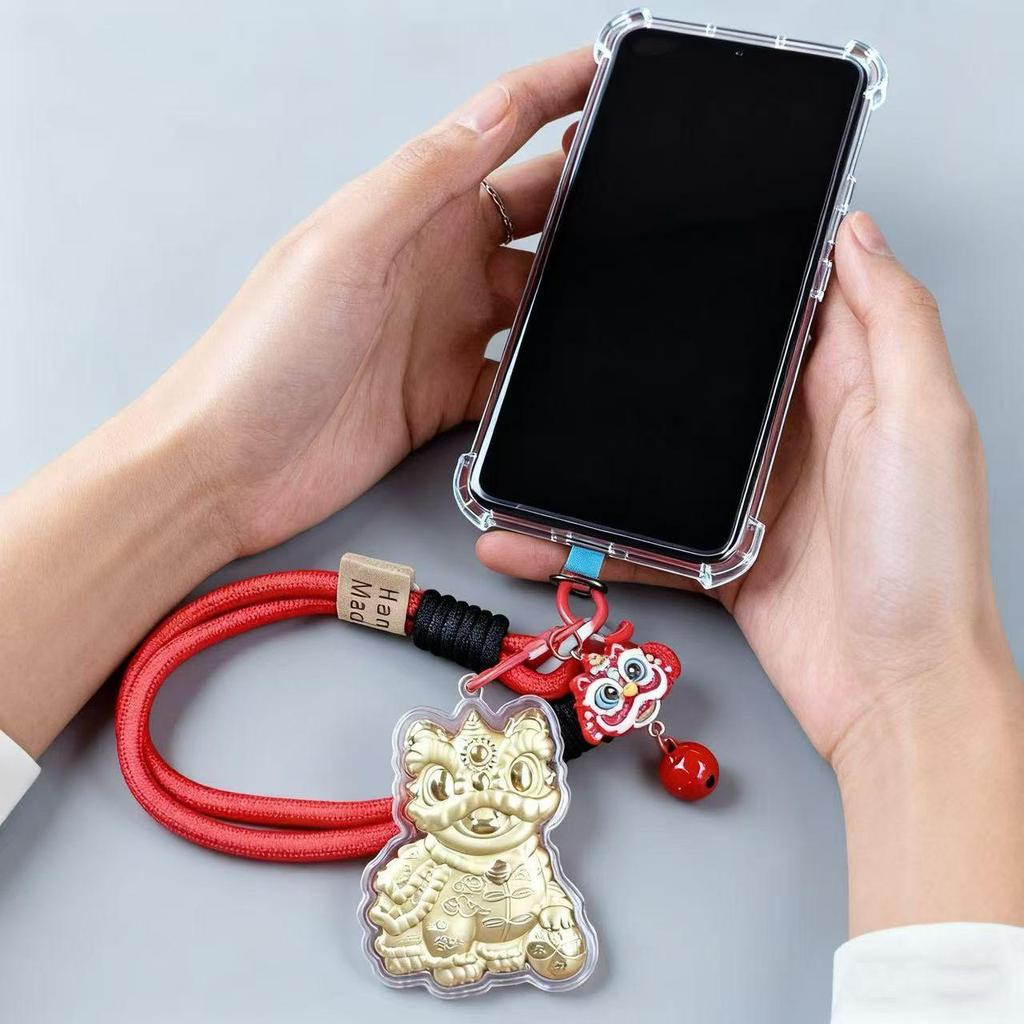 Golden Chinese Lion Dance Keychain Charm