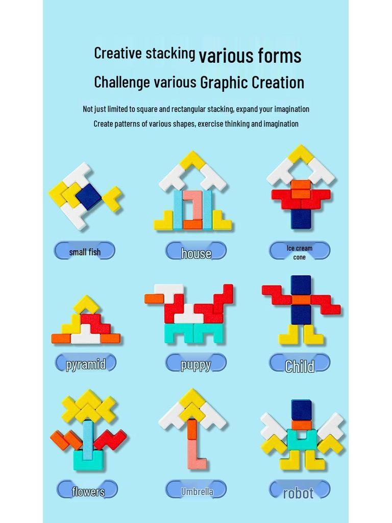 Tetris Blocks 3D Stereo Puzzle Toys for Kids, Ages 3-6 - Ideal Birthday Gift for Boys and Girls