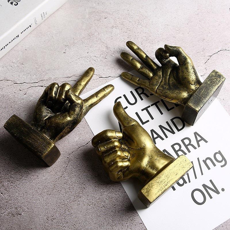 3pcs Resin Retro OK YEAH Good Gesture Hand Model Sculpture Decorative Ornament Home Decor Office Desktop Room Figurines Item