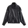 Giacca da Donna Autunnale in Ecopelle Chic con Zip e Revers a Punta Manica Lunga Giacca Capospalla