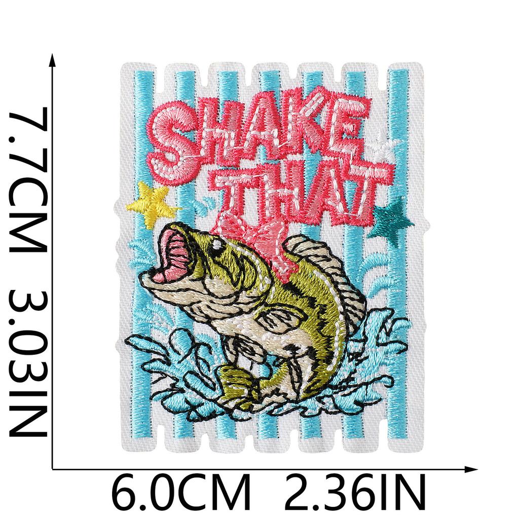 Fishing Theme Embroidery Cloth Sticker Ironing Outdoor Clothing Fishing Gear Bag Catch Pattern Diy Decorative Embroidery Mark Boy