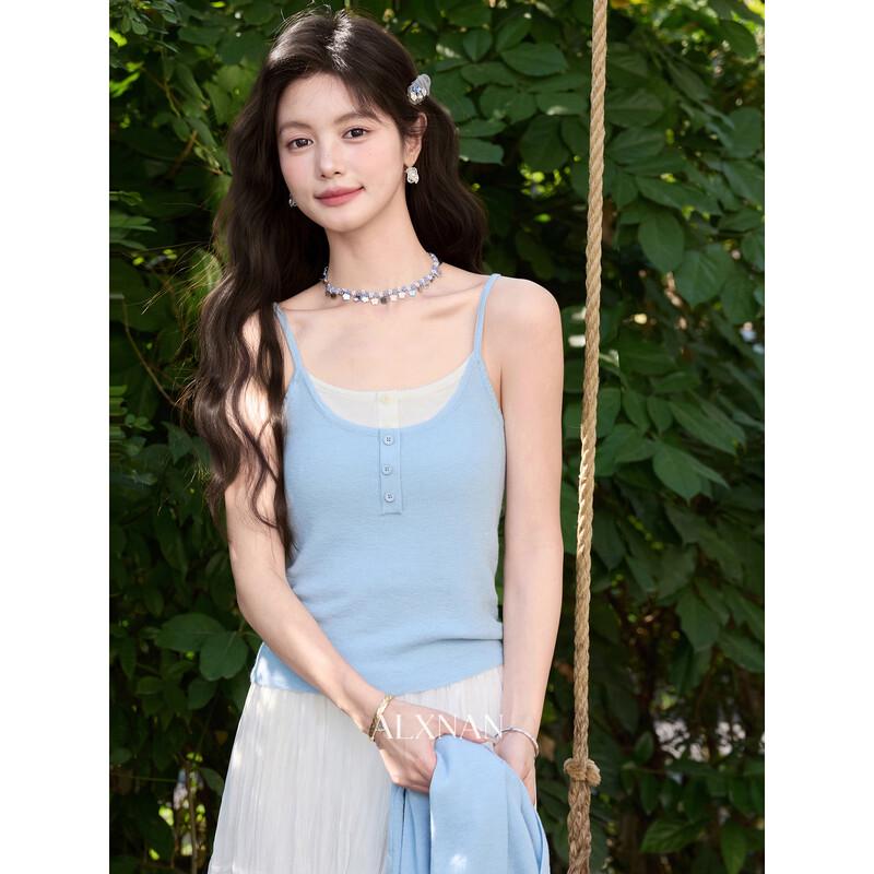 

Faux Two-Piece Light Blue Vest Camisole M