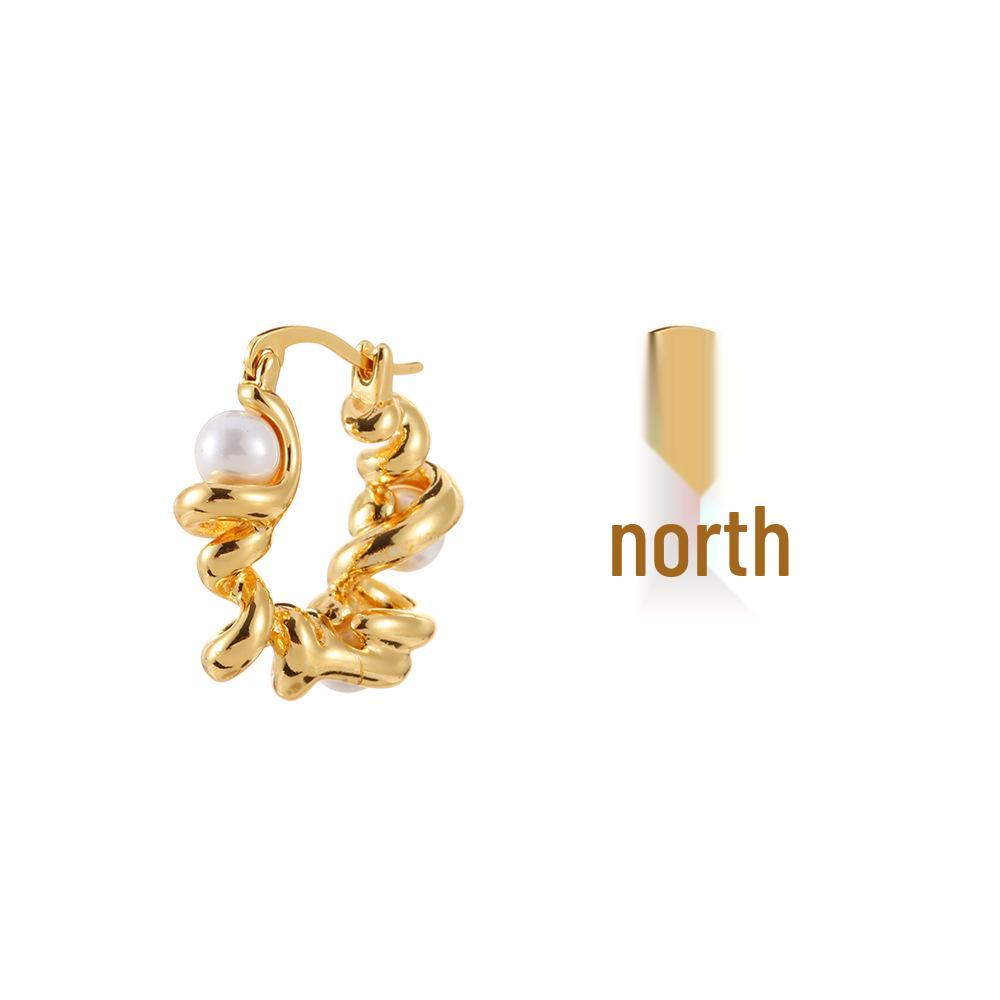European Style Elegant Pearl Twist Earrings - Minimalist Design