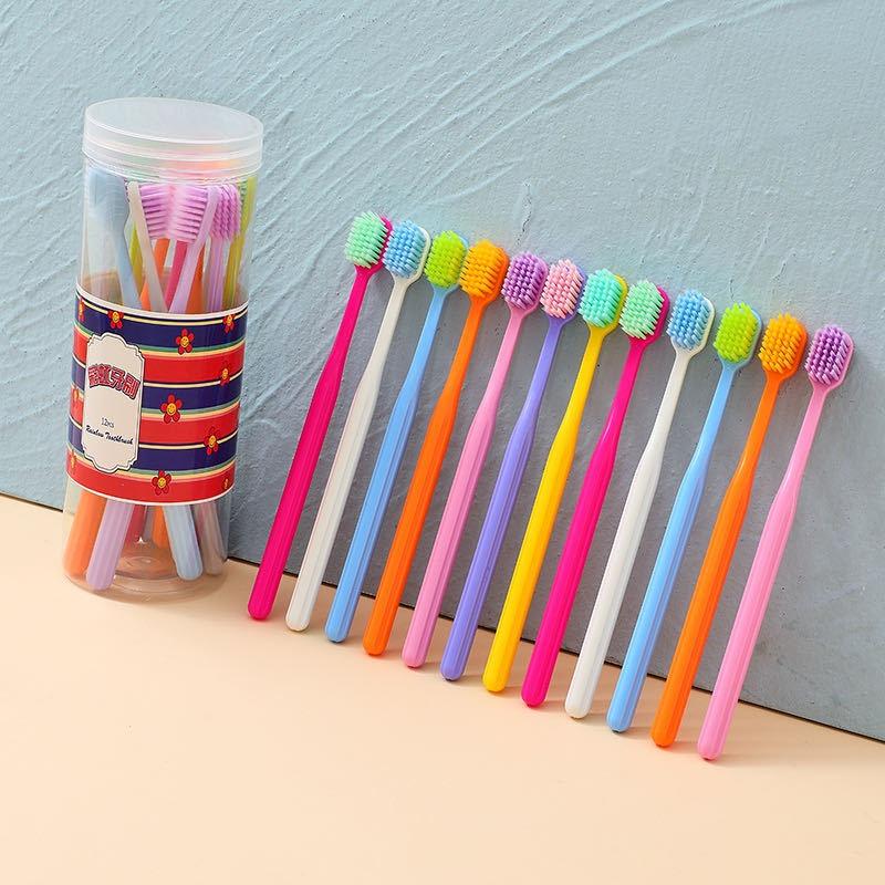 Rainbow Toothbrush 12-bucket Dopamine Household Adult Soft-bristled Cleaning Toothbrush