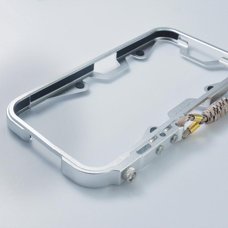 

For iPhone 13 Pro Max 6.7 inch Protective Case Aluminium Alloy Metal Phone Cover with Strap Silver