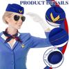 Cosplay Kostüm: Halloween Flugbegleiterin mit Brille, Hut, Handschuhen und Schal