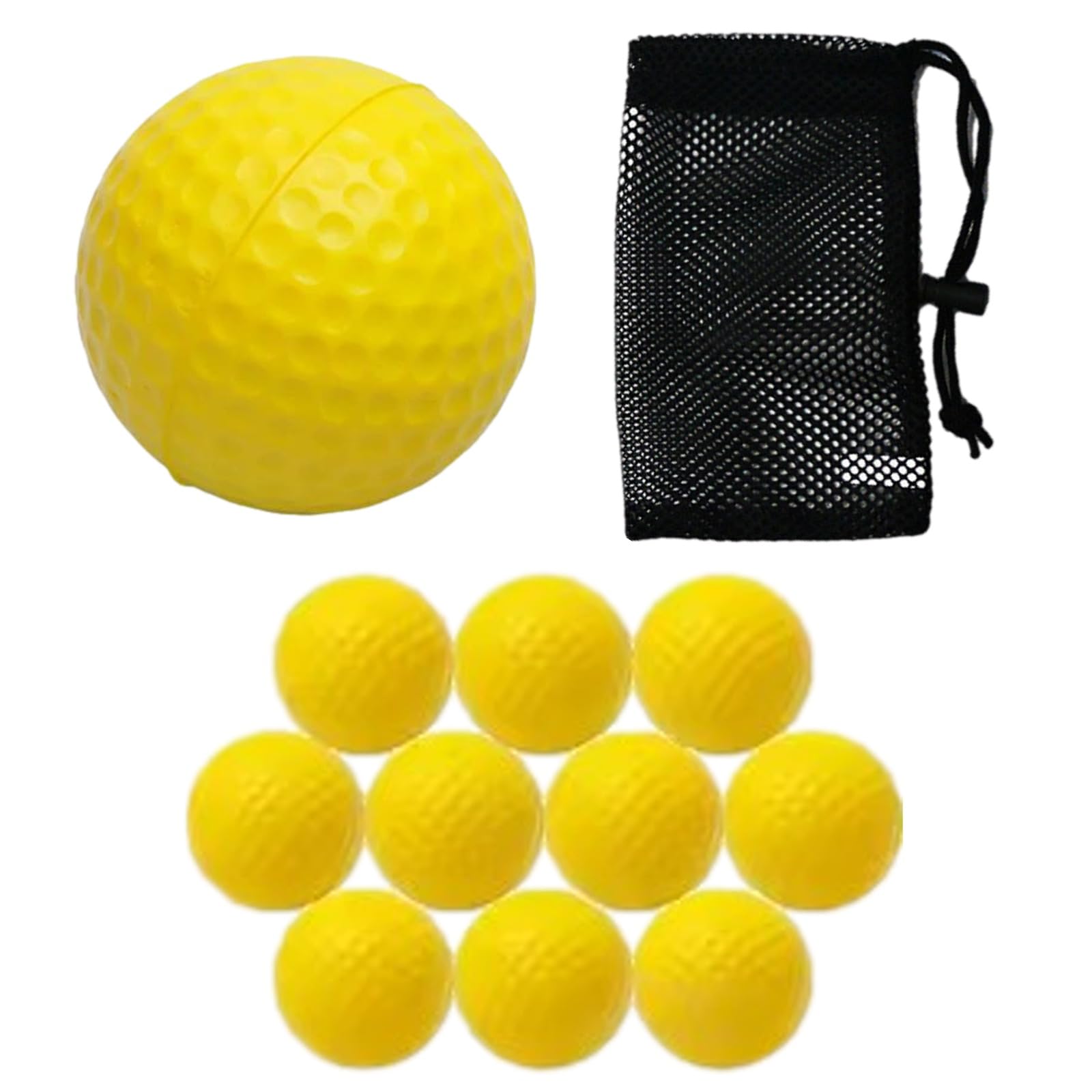 

Rubonarie Golf Practice with Storage Sponge Balls Balls, 12-Pack, Bag, Indoor/Outdoor Use, (Yellow)