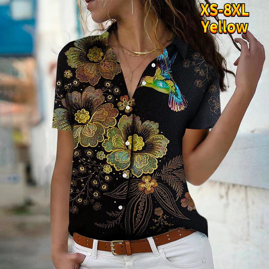 2025 Summer New Fashion Women's Animal Printed Short Sleeve V-neck Casual Button-down Shirt Top