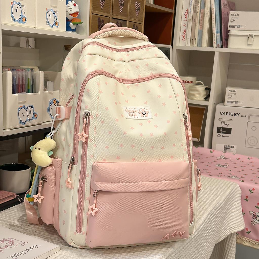 Schoolbag Fresh and Simple Middle School Student New Schoolbag Girl High Value Star Printing Campus Large Capacity Travel Backpack