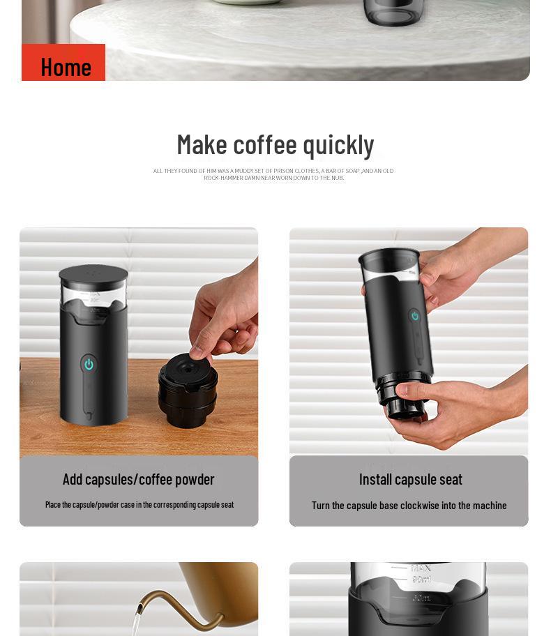 Compact Automatic Travel Espresso Machine with Pump Pressure