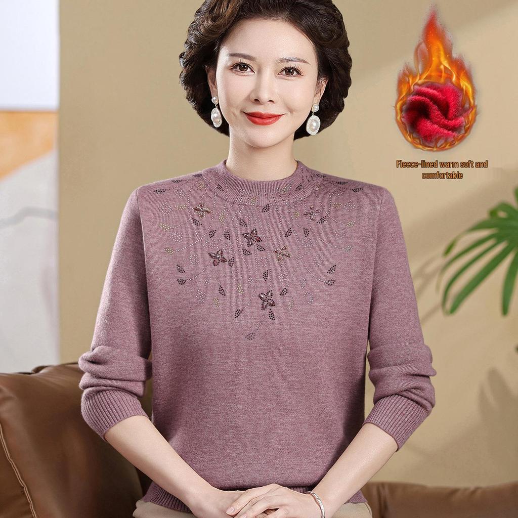 Women's Plus Velvet Thick Knit Sweater - Warm & Stylish Base Layer for Autumn/Winter
