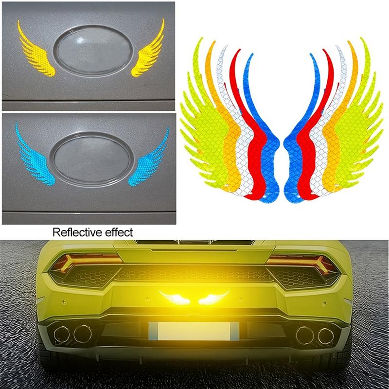 Car Sticker Safety Warning Reflective Angel Wings Reflective Warning Sign Funny Bike Decal Sticker Motorbike Reflective Sticker