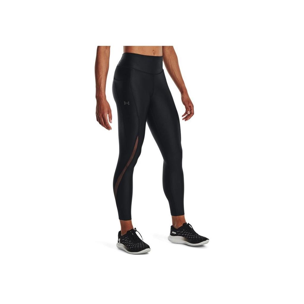 Under Armour Solid Color Running Leggings Nine-Point Vintage Sports Pants Women Bottoms Black 1376821-001