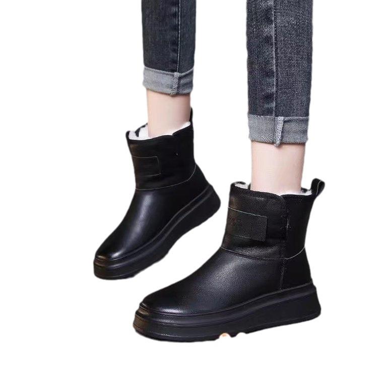 Bottes de neige rétro pour femmes 2024 Hiver Nouvelles Bottines à talons bas pour femmes Polaire Chaude Bottes pour femmes Décontractées Polyvalentes