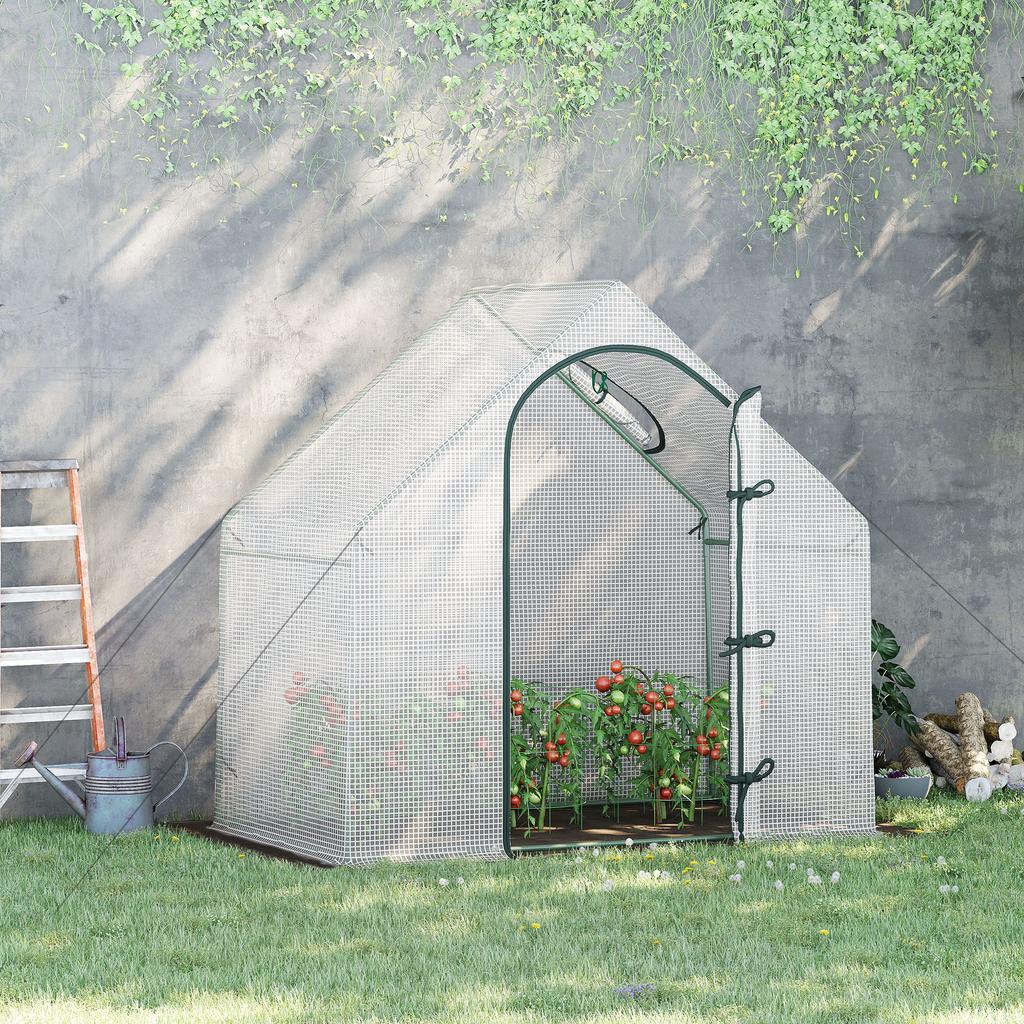 Greenhouse, Walk-In, 1.80 x 1.00 x 1.68 m, Foil Greenhouse, Sturdy Tarp, White