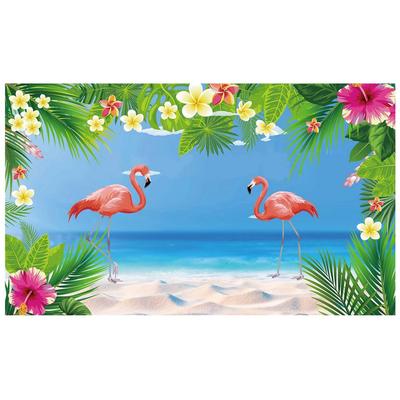 Hawaii Party Flamingo Background Cloth Wall Decoration Tropical Hawaiian Party Photo Booth Backdrop Flamingo Banner Photo Props