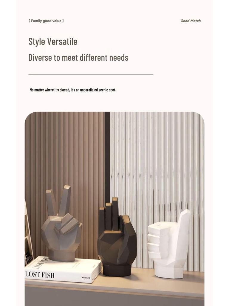 Modern High-End Abstract Hand Gesture Art Ornament for Home, Office, or Wine Cabinet