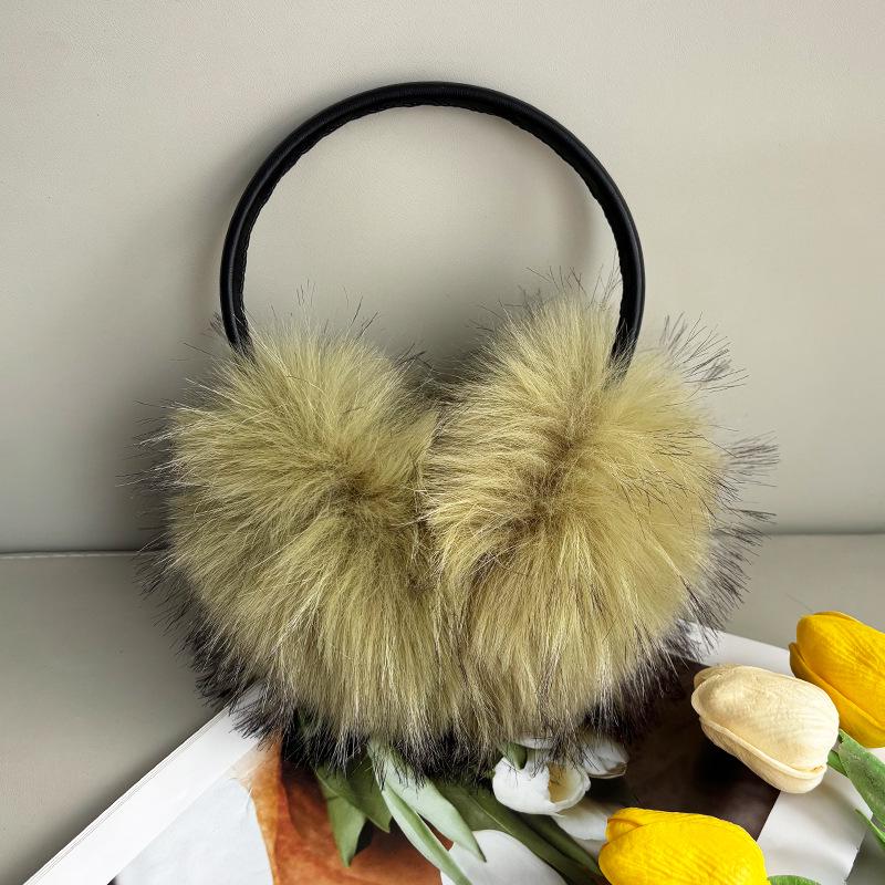 Faux Raccoon Fur Winter Earmuffs - Large Plush Ear Warmers for Cold Protection
