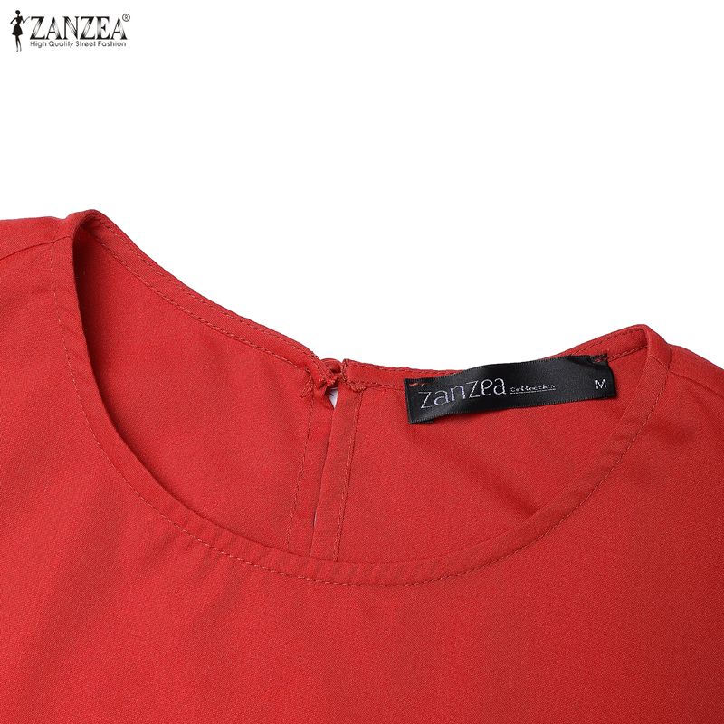 ZANZEA Women Casual Round Neck Solid Color Summer Sleeveless Dress