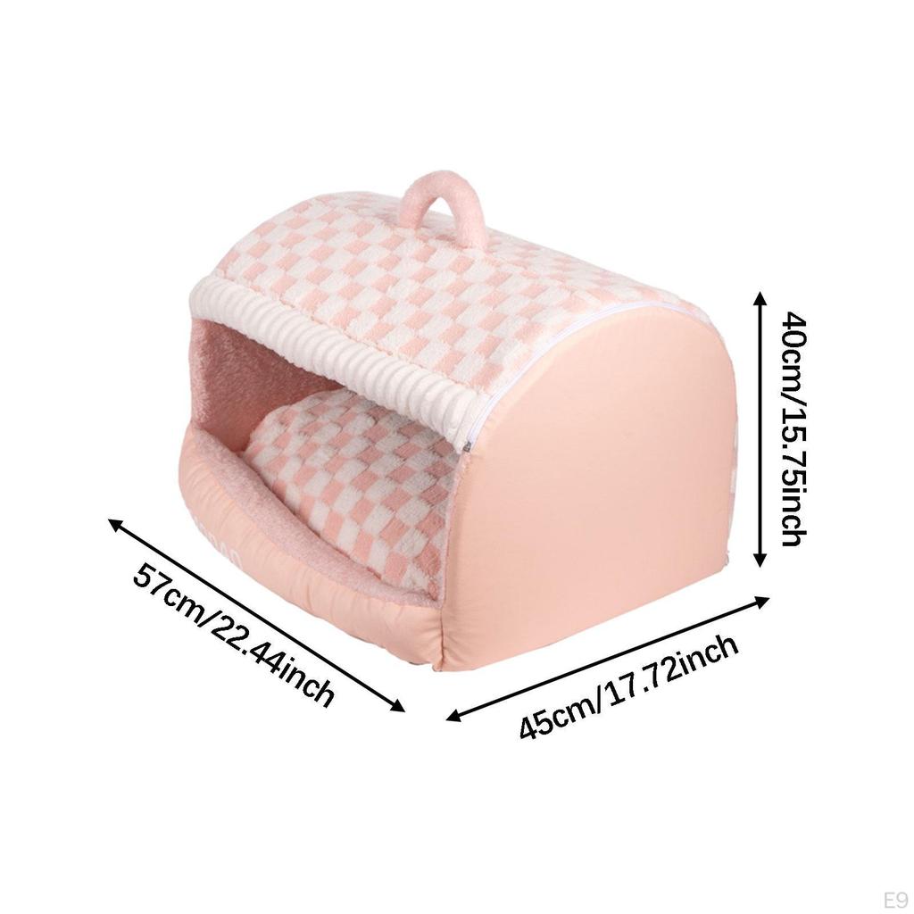 Cat Bed Cute House Hideaway Soft Pet Hut Comfortable Semi Enclosed for Indoor Cats