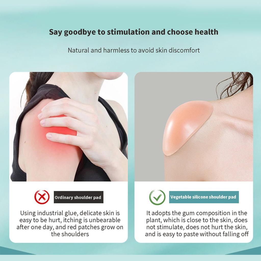FINETOO  Ladies Clothing Silicone Shoulder Pads Non-slip Shoulders Invisible Breathable Reusable 1 Pairs Transparent And Skin Tone