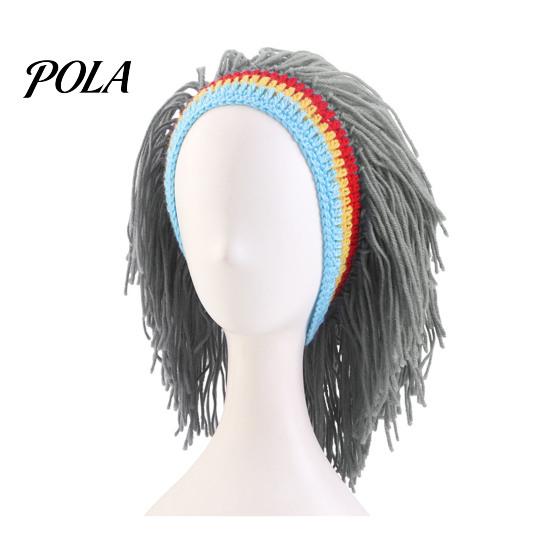 Perückenmütze, Hohe Elastizität Gestrickte Wolle Handgehäkelt Lustige Mütze, Dreads-Design Wollene Perückenkappe für Party Halloween Tägliches Tragen